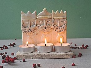Svietidlá a sviečky - svietnik traja králi biely - 15704536_