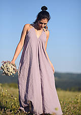 Šaty - Šaty s holými zády a vázáním - světlešedofialové - 15706119_