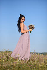 Šaty - Šaty s holými zády a vázáním - světlešedofialové - 15706120_