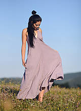 Šaty - Šaty s holými zády a vázáním - světlešedofialové - 15706121_