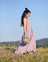 Šaty - Šaty s holými zády a vázáním - světlešedofialové - 15706123_