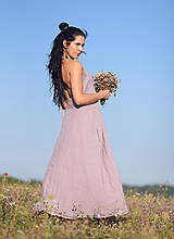 Šaty - Šaty s holými zády a vázáním - světlešedofialové - 15706126_