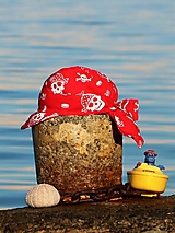 Detské čiapky - Letný detský šilt pirát na červenej - 15706705_