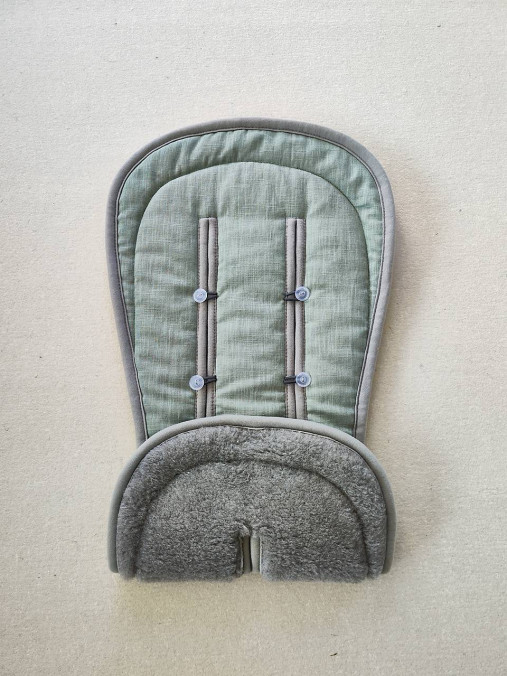 Detský textil - VLNIENKA Podložka do kočíka CONCORD Wanderer 100% MERINO TOP Natural 100% ľan Mint Green - 15707747_
