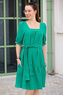Šaty - Mušelínové šaty zelené Vilma - 15706610_