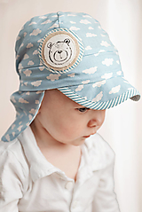 Detské čiapky - Šiltovka s plachtičkou obláčiky - 15707115_