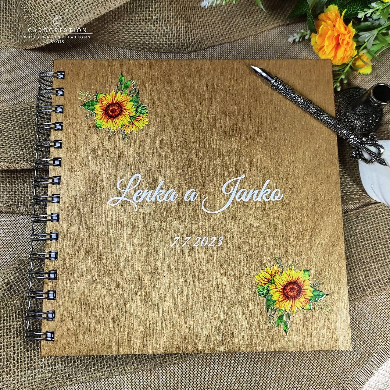 Svadobná kniha hostí s dreveným obalom SK018