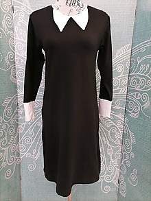 Šaty - Dámské šaty černé s límečkem - 15707057_