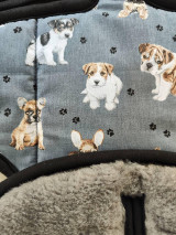 Textil - VLNIENKA DEKA a PRIKRÝVKA 100 % merino top super francúzsky dizajn Psíčkovia na šedej s labkami - 15711044_