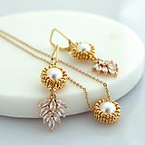 Sady šperkov - Jemný perlový set s pozlátenými korálkami (Ag925 a 316L) (Pozlátený perlový set) - 15709959_