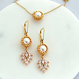Sady šperkov - Jemný perlový set s pozlátenými korálkami (Ag925 a 316L) (Pozlátený perlový set) - 15709960_