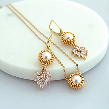 Sady šperkov - Jemný perlový set s pozlátenými korálkami (Ag925 a 316L) - 15709958_