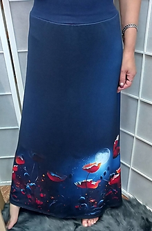 Sukne - Dlouhá sukně - máky S - XXL - 15708947_