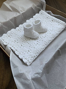 Úžitkový textil - SET 2ks - deka + papučky NEHA - v bielom - 15710917_