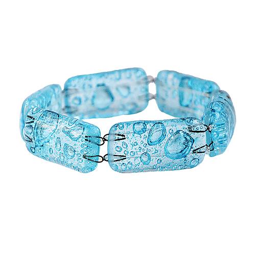 Náramky - Náramok tyrkysový z českého bublinkového skla - 15710277_