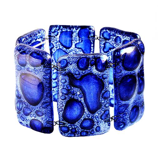 Náramky - Náramok z modrého bublinkového skla - 15710338_