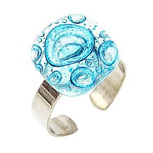 Prstene - Dámsky prsteň tyrkysové bublinkové sklo, chirurgická oceľ - 15710116_