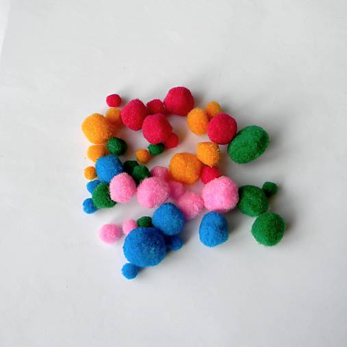 Galantéria - Pompom guličky mix /balenie 50 ks/ - 15708958_