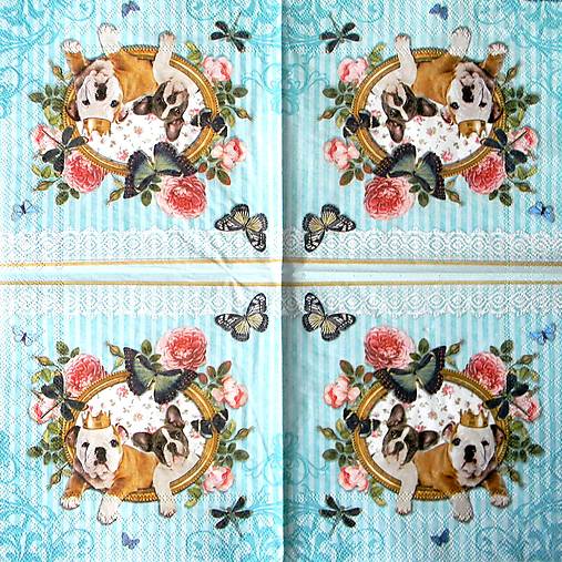 Papier - Vintage servítka -  psíček - 15710053_