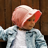 Detské čiapky - Letný detský mušelínový čepček Tamara s riaseným šiltom - 15712027_