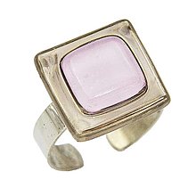 Prstene - Dámsky prsteň lila maľované sklo, chirurgická oceľ, platina - 15712226_