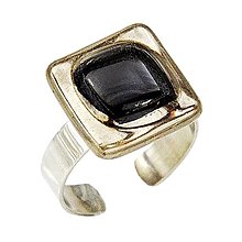 Prstene - Dámsky prsteň čierne maľované sklo, chirurgická oceľ, platina - 15712271_