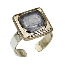 Prstene - Dámsky prsteň šedý, české maľované sklo, chirurgická oceľ, platina - 15712285_