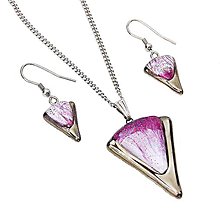 Sady šperkov - Sada šperkov fialovo-biela, keltský dizajn, sklo s platinou a trblietkami, chirurgická oceľ - 15712349_