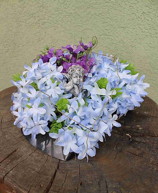 Dekorácie - Dušičky - ikebana Lujza s anjelikom - 15713877_