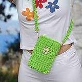 Kabelky - MINI kabelka na mobil (kiwi zelená (popruh cca 100cm)) - 15713342_