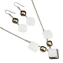 Sady šperkov - Sada šperkov biela, maľované sklo, platina, segmentová 5+2 - 15713986_