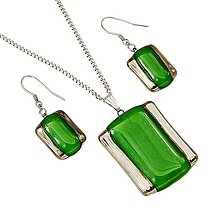 Sady šperkov - Sada šperkov zelená, sklo, platina - 15714015_