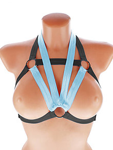 Spodná bielizeň - Elastický harness top postroj otevřená podprsenka s kovovými krúžkami - 15716902_