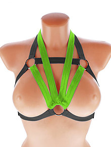 Spodná bielizeň - Elastický harness top postroj otevřená podprsenka s kovovými krúžkami - 15716909_