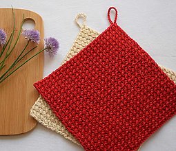 Úžitkový textil - Farebné chňapky (Červená) - 15715258_