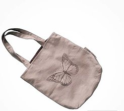 Nákupné tašky - Ľanová taška  (Natural-zelená) - 15717202_