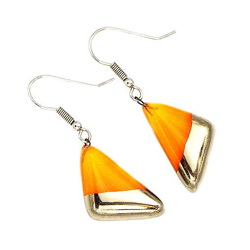 Náušnice - Náušnice - oranžové maľované sklo zdobené platinou - 15715676_