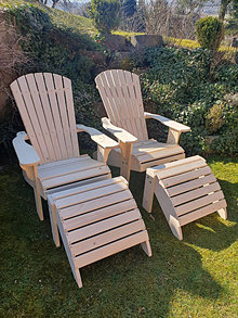 Nábytok - 2x kreslo Adirondack s dvoma podnožkami - 15715521_