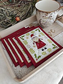 Úžitkový textil - Podkávičko - sada 4 kusov - vianočná kolekcia červená - 15714625_