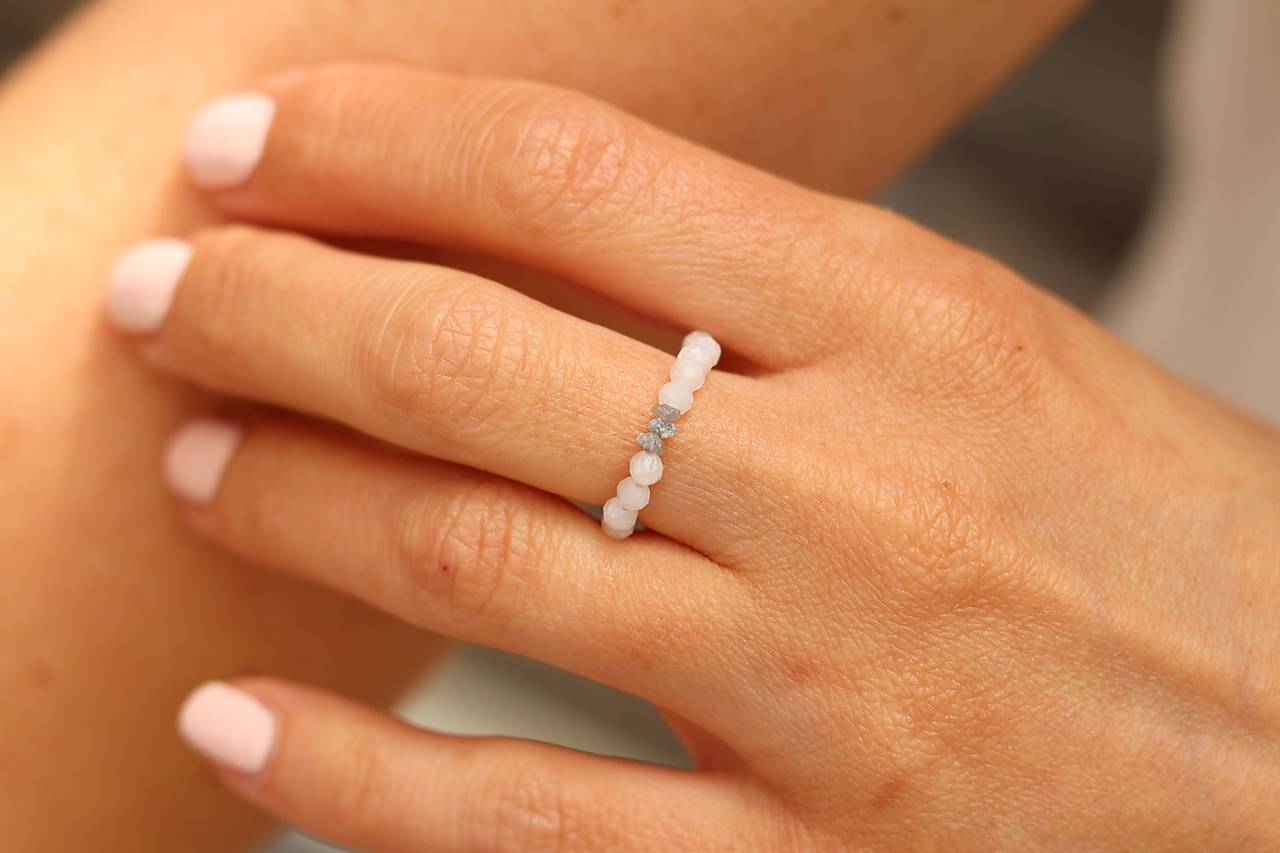 Prsteň z minerálu DIAMANT, mesačný kameň