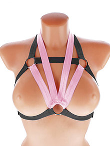 Spodná bielizeň - Elastický harness top postroj otevřená podprsenka s kovovými krúžkami - 15718718_