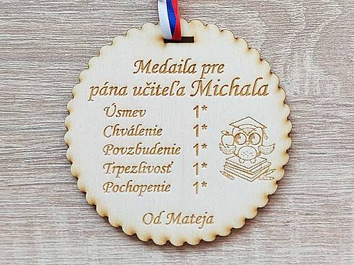 Darček pre pána učiteľa medaila 9cm