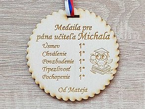 Magnetky - Darček pre pána učiteľa medaila 9cm - 15719006_