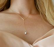 Náhrdelníky - Náhrdelník v tvare Y s malou perlou (gold filled) - 15719235_