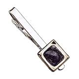 Pánske šperky - Originálna spona na kravatu hnedé bublinkové sklo s platinou - 15719139_