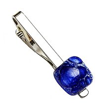 Pánske šperky - Originálna spona na kravatu modré bublinkové sklo - 15719110_