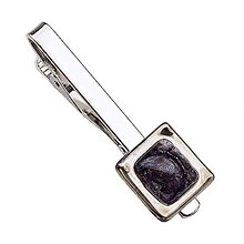 Pánske šperky - Originálna spona na kravatu hnedé bublinkové sklo s platinou - 15719139_