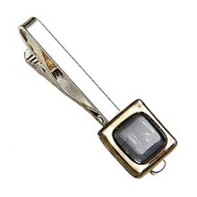 Pánske šperky - Originálna spona na kravatu, šedá, ručne maľované sklo s platinou - 15719164_