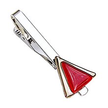 Pánske šperky - Originálna spona na kravatu, červená, ručne maľované sklo s platinou, trojuholníková - 15719169_