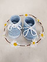 Detské topánky - Háčkované topánočky - modré tenisky - 15718176_